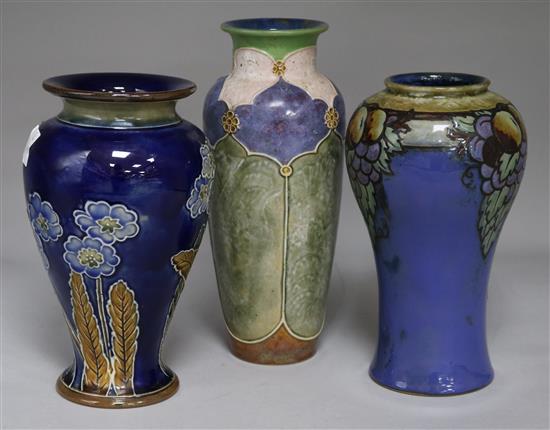 3 Doulton vases